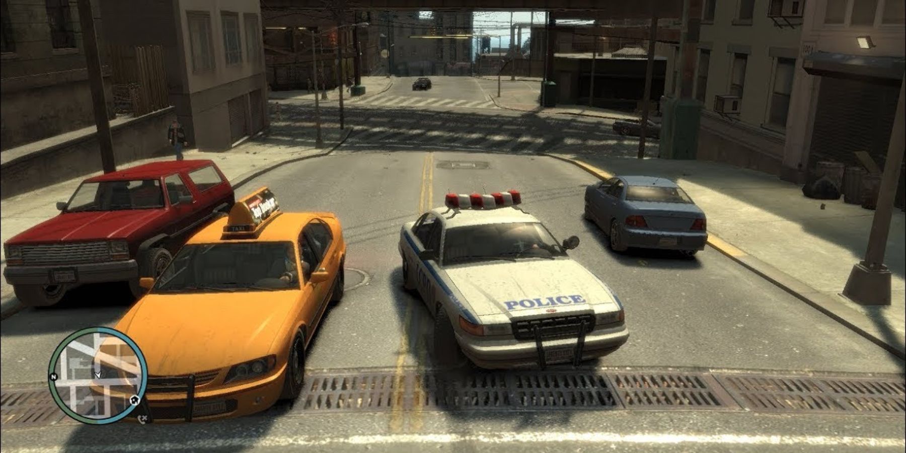 Niko drives a police cruiser in GTA 4