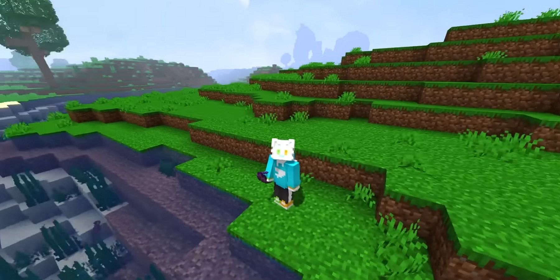 An image from Minecraft showing the YouTuber Mysticat's avatar in the game.