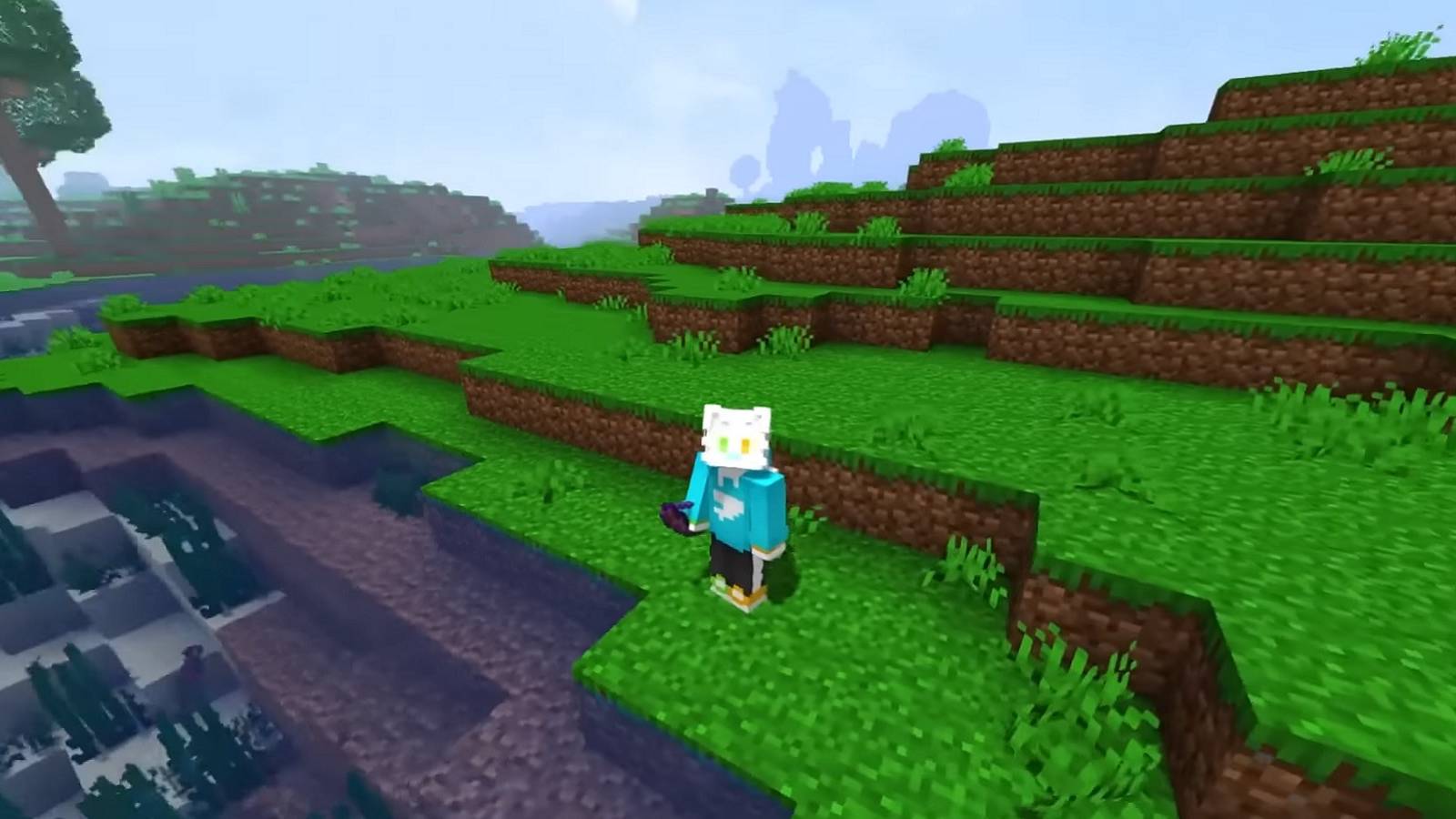 An image from Minecraft showing the YouTuber Mysticat's avatar in the game.