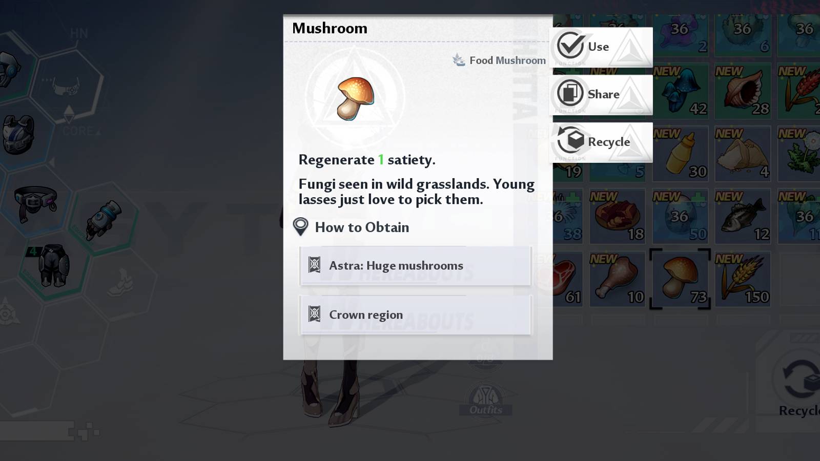 mushroom description in tower of fantasy