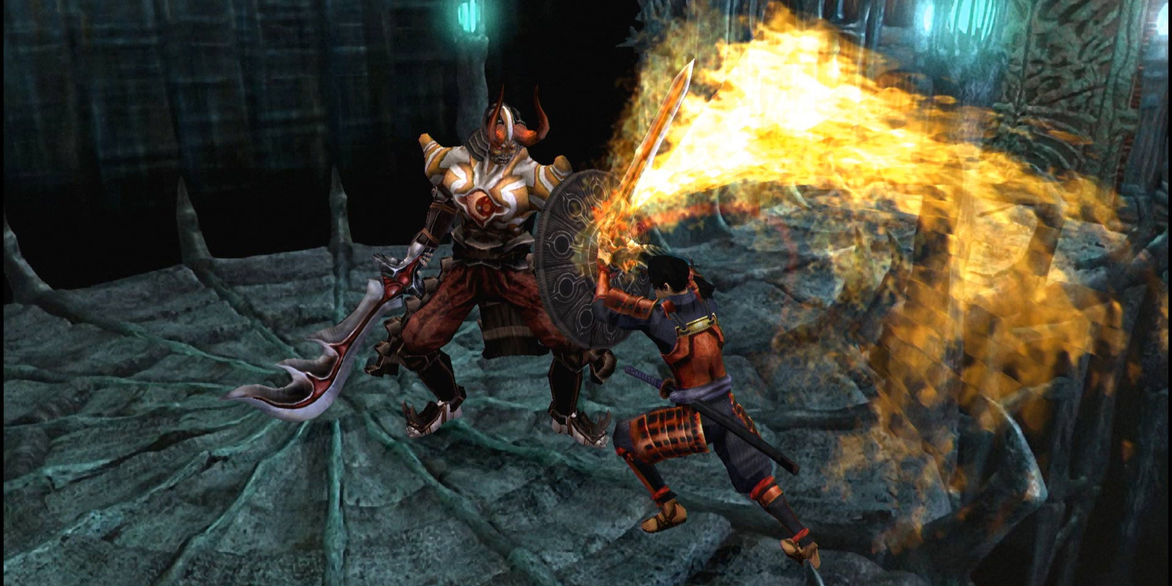 Samanosuke battling against a monster