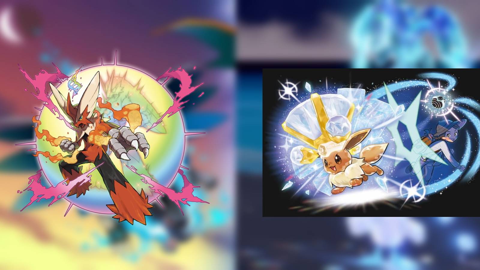 Pokemon Mega Evolution And Terastal Blaziken and Eevee