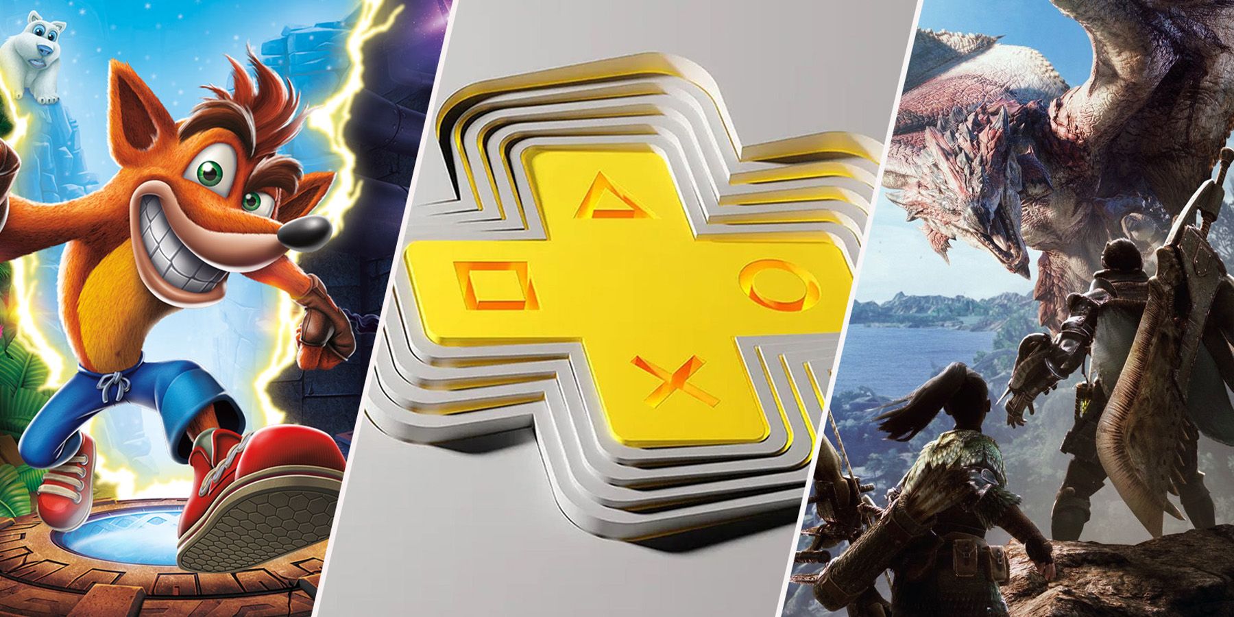 ps plus collection crash bandicoot trilogy and monster hunter world