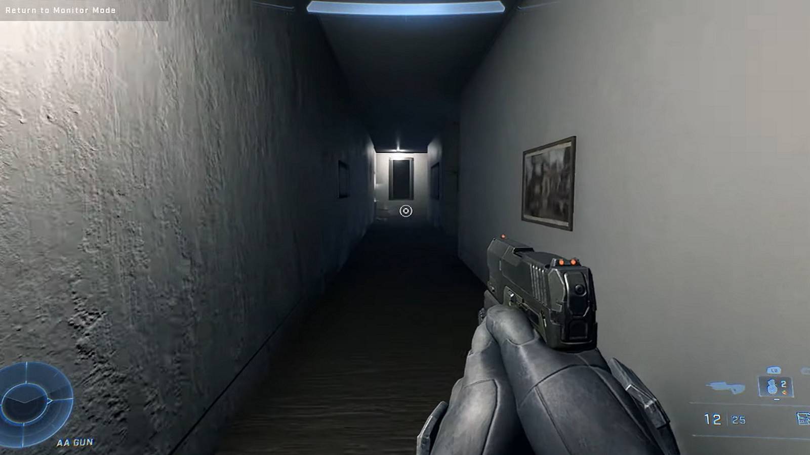 Image of a corridor in P.T. as done in Halo Infinite's Forge mode.