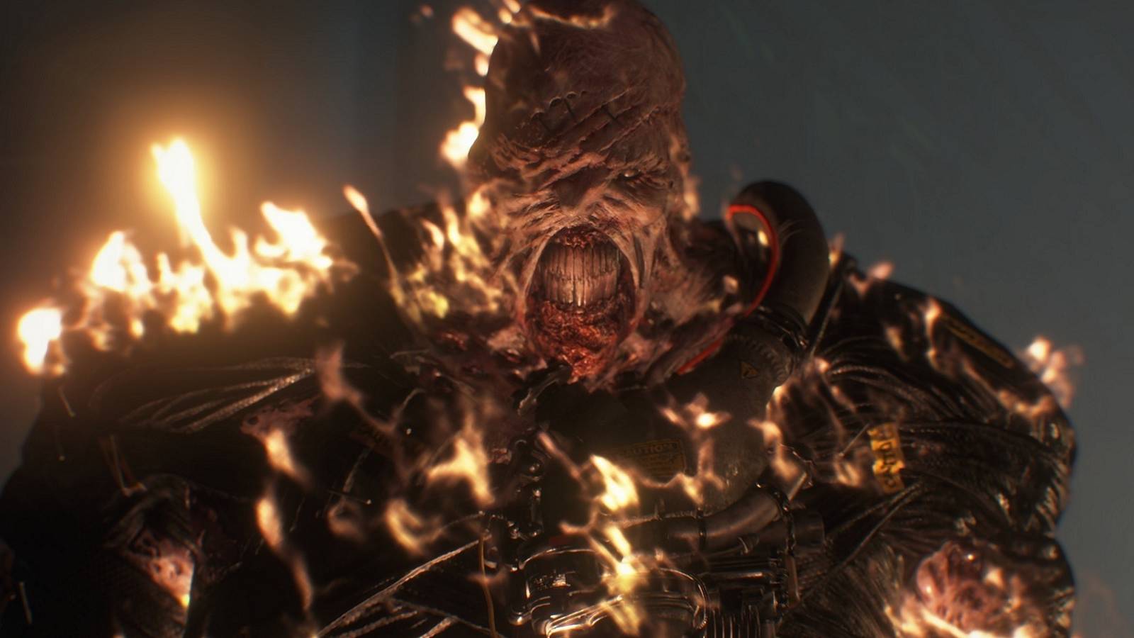 resident evil 3 nemesis on fire