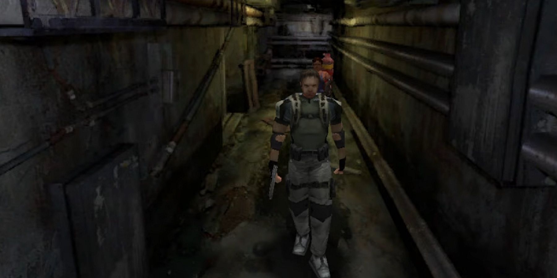 Screenshot from a PlayStation 1 style Resident Evil 5 game.