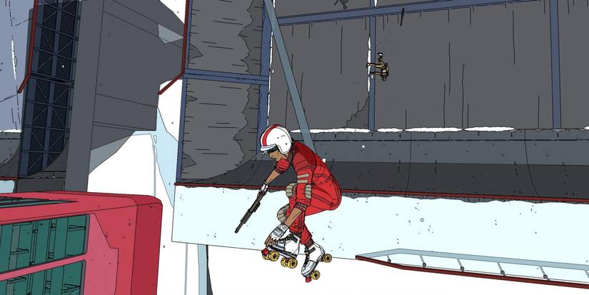 rollerdrome character doing saftey grab