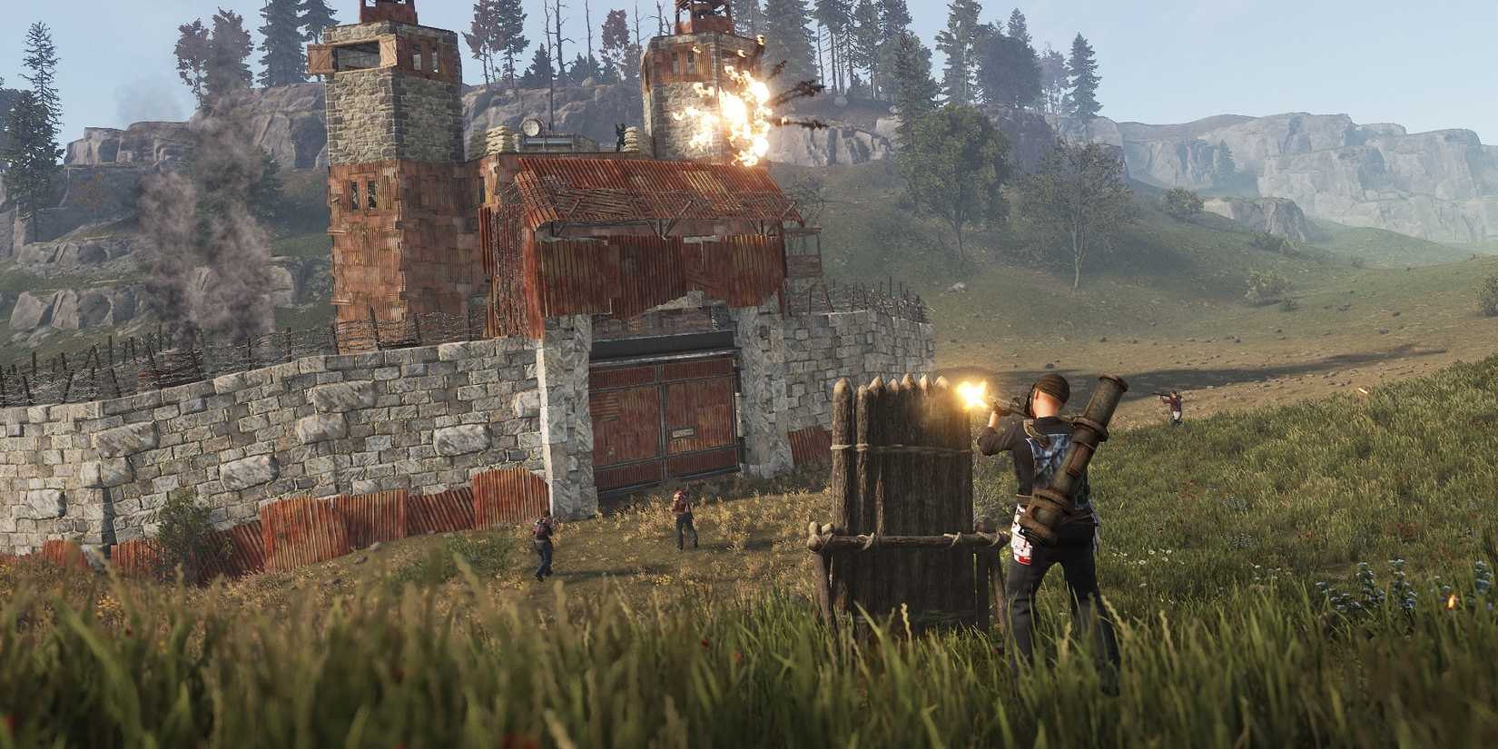 rust player attacking a base 