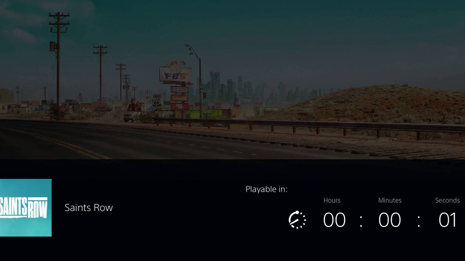 The pre-load screen on the PS5 dashboard for Saints Row.