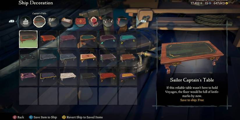 sea of thieves ship decoration menu