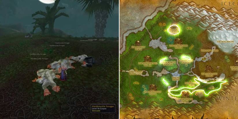 world of warcraft map highlighting where to skinning levels 400 to 450