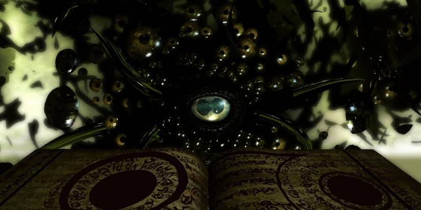 Image from Skyrim showing the Daedric Prince Hermaeus Mora.