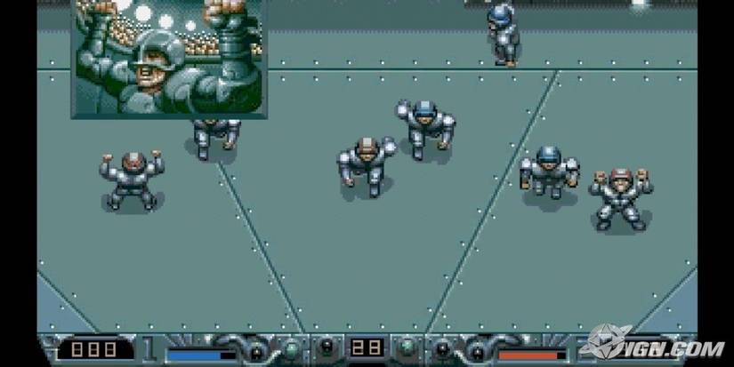 Speedball 2 players celebrate scoring a goal