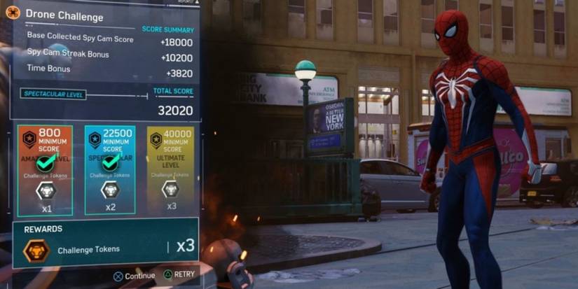 The Challenge Token Reward Screen in Marvel's Spider-Man