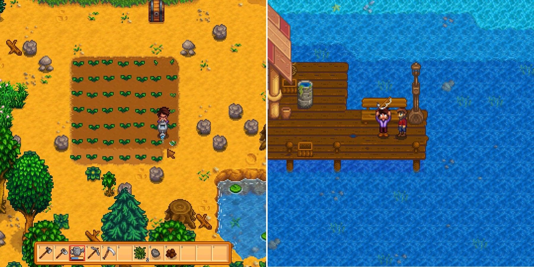 stardew valley fishing rod and watering