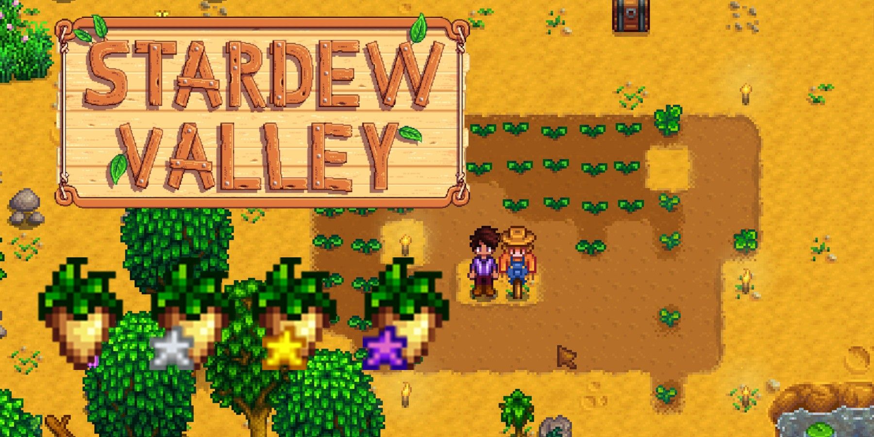 stardew valley logo and crops