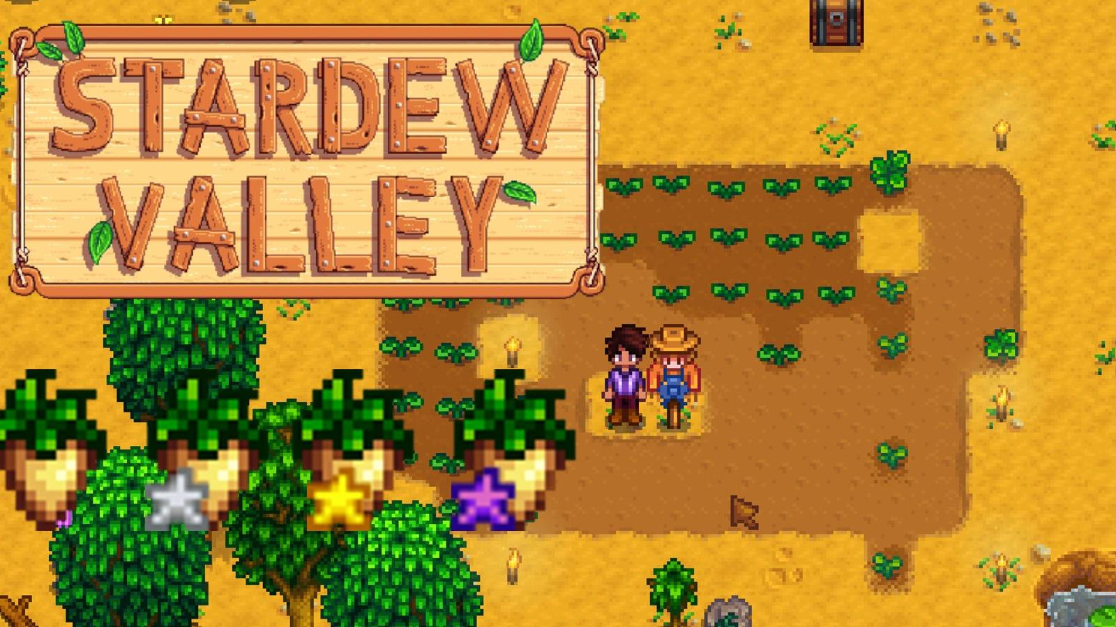 stardew valley logo and crops