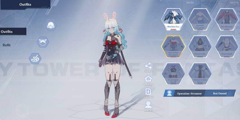 the unlockable operation streamer outfit from tower of fantasy