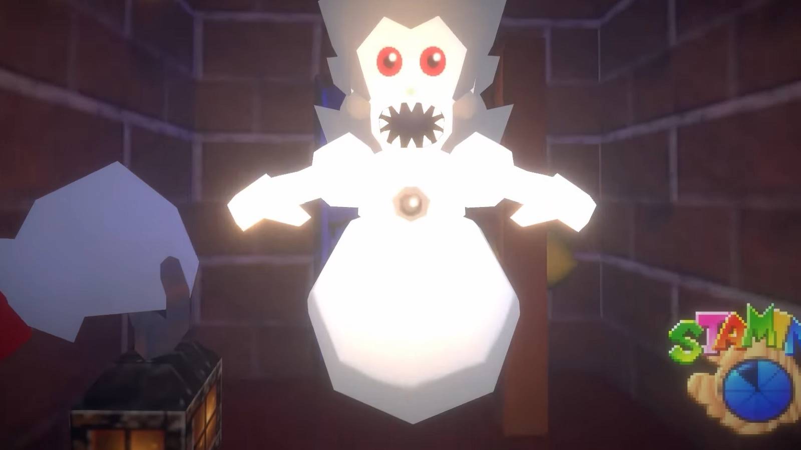 Image showing a ghostly Princess Peach from Super Mario 64 attacking the player.