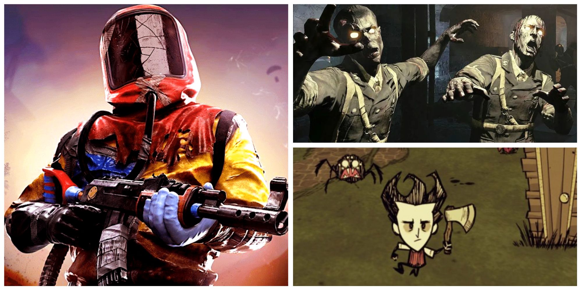 rust, call of duty zombies, don't starve as survival games