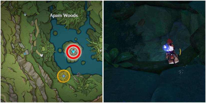 the coordinates of sun and rain domain location in genshin impact