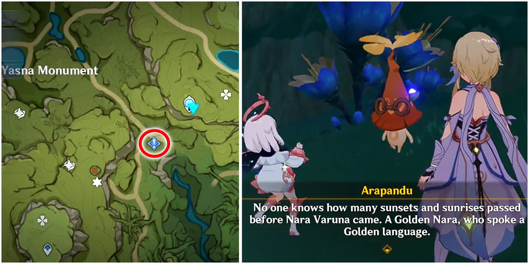 The location of the Varuna Gatha questline in Genshin Impact