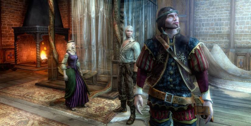 the witcher character interacting the NPCs Cropped