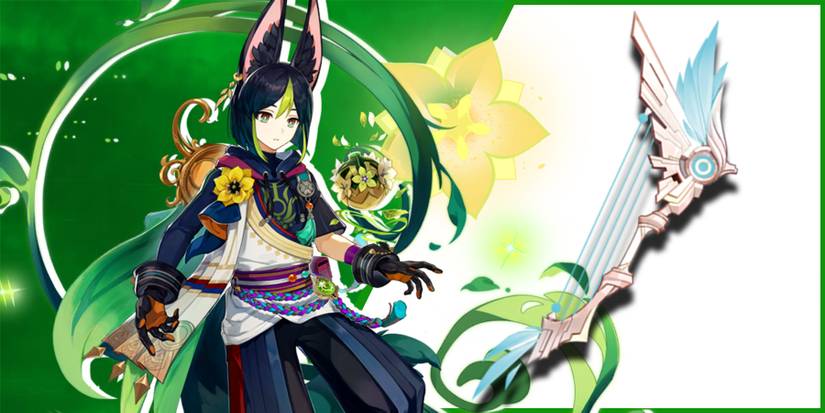 tighnari next to skyward harp in genshin impact