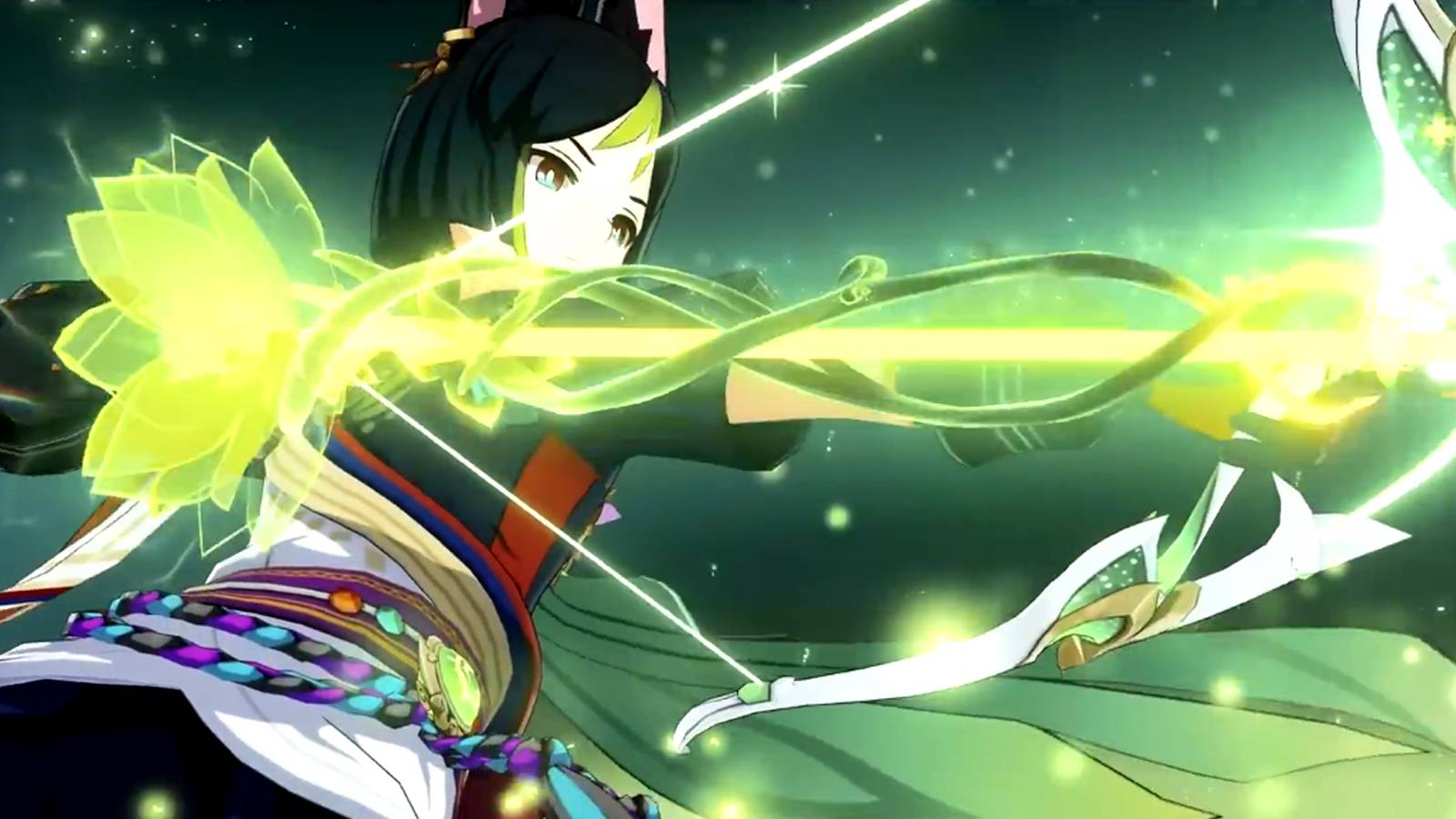 tighnari shooting a bow in genshin impact