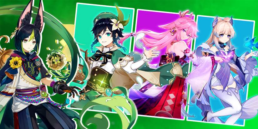 tighnari, venti, yae miko, and kokomi in genshin impact