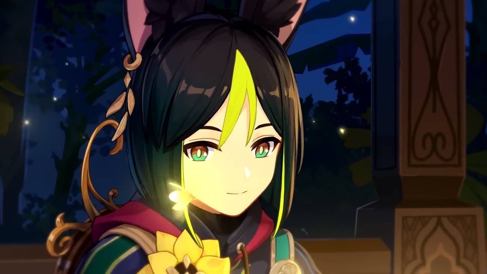 tighnari with a butterfly in genshin impact