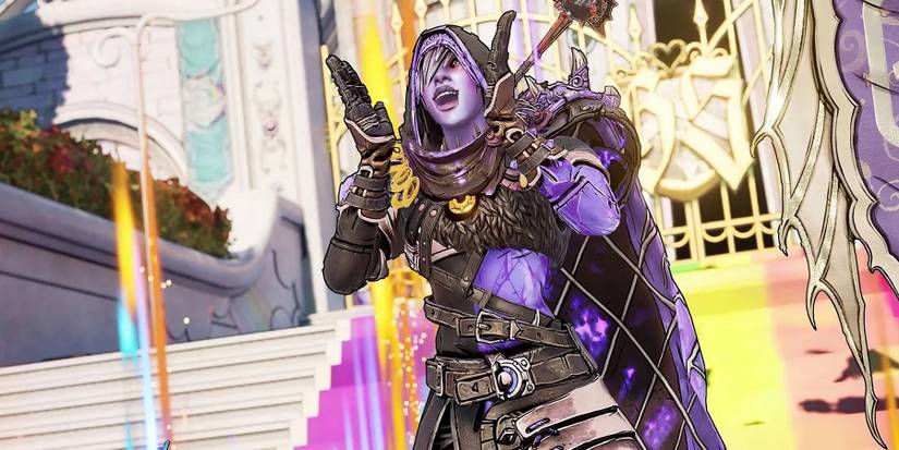 A screenshot of a Tiny Tina's Wonderlands player character getting showered in loot.