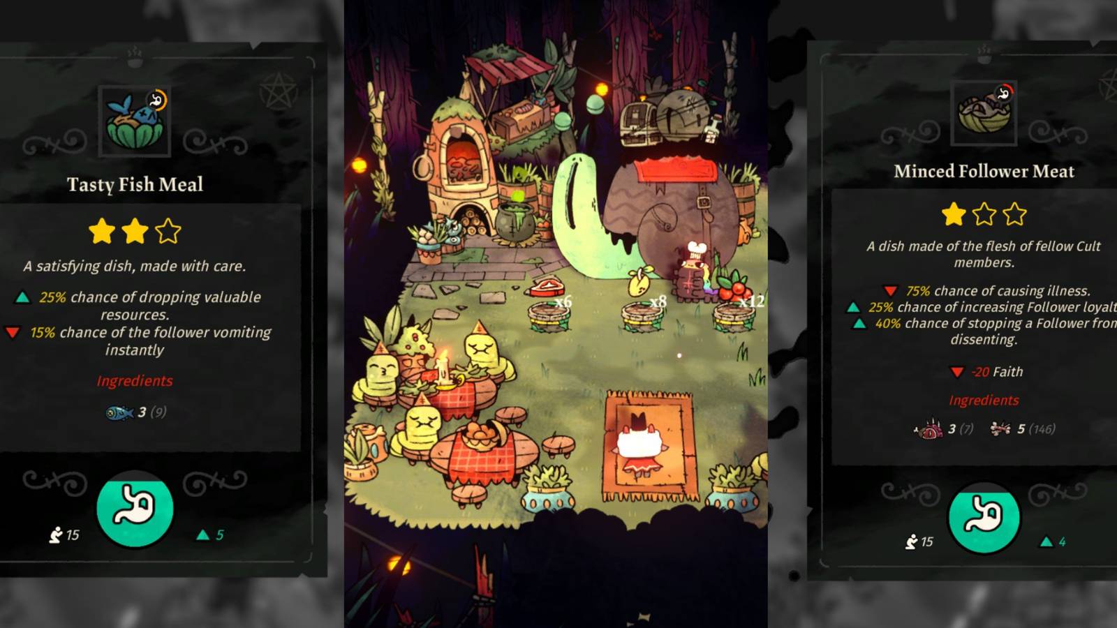 title split image best recipes in cult of the lamb