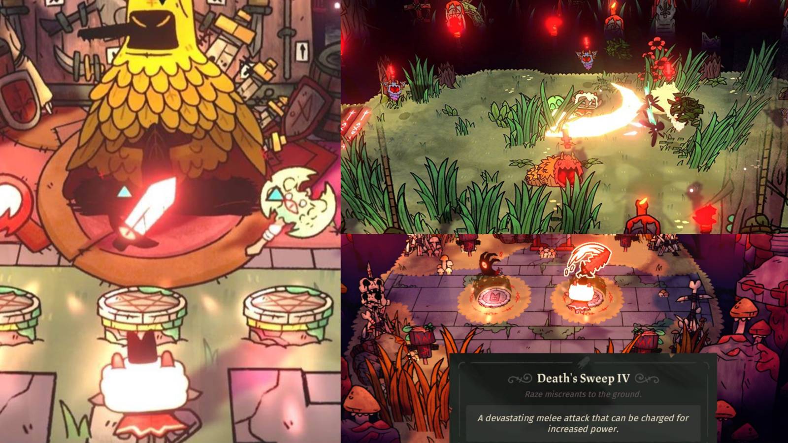 title split image list of curses cult of the lamb