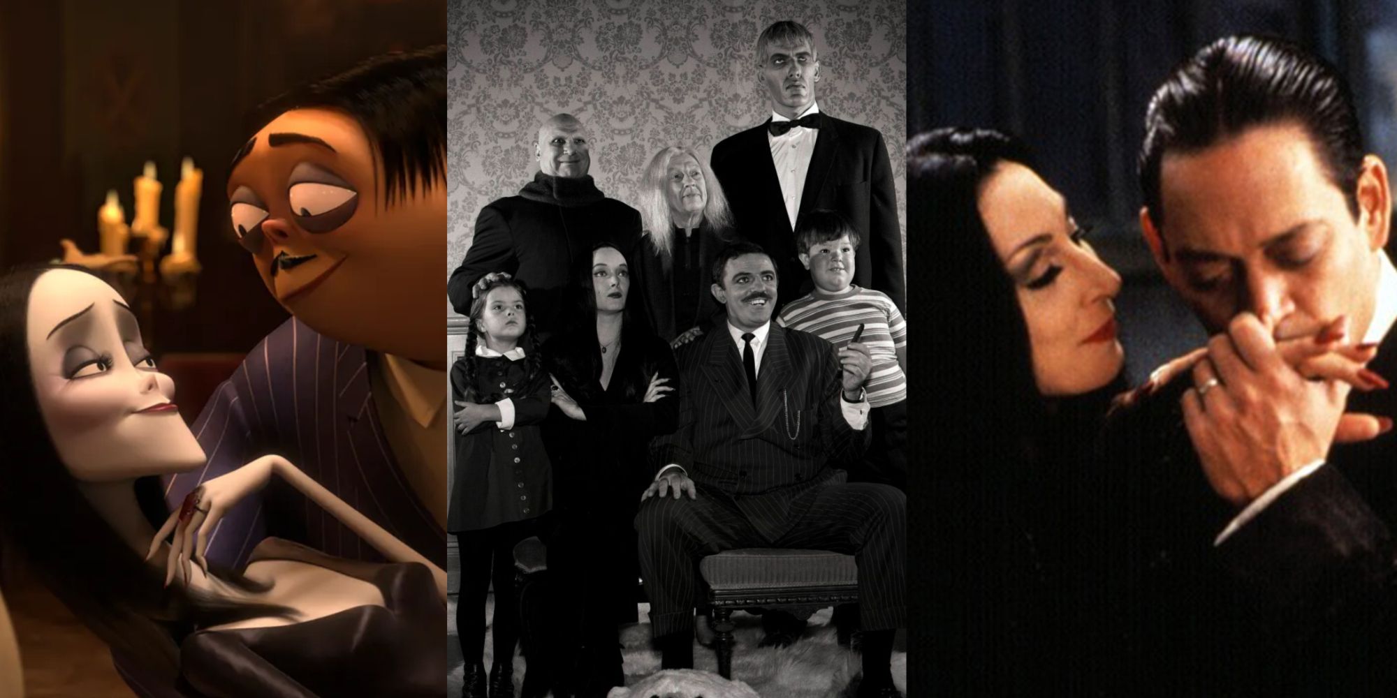 title split image the addams family CGI black and white 1993