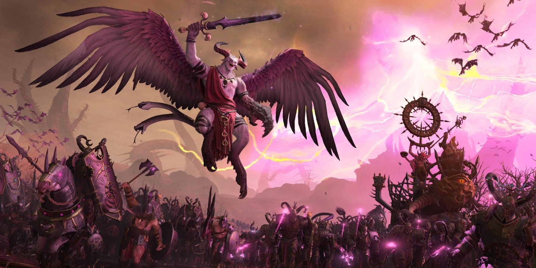 Total War: Warhammer 3 Azazel leading his armies