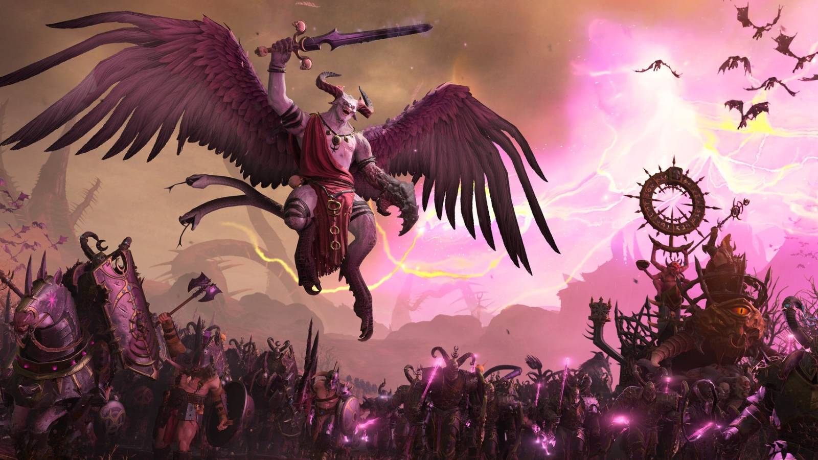 Total War: Warhammer 3 Azazel leading his armies