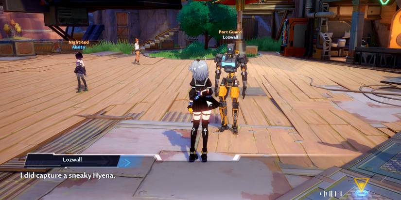 tsubasa talking to the hyena guard in tower of fantasy