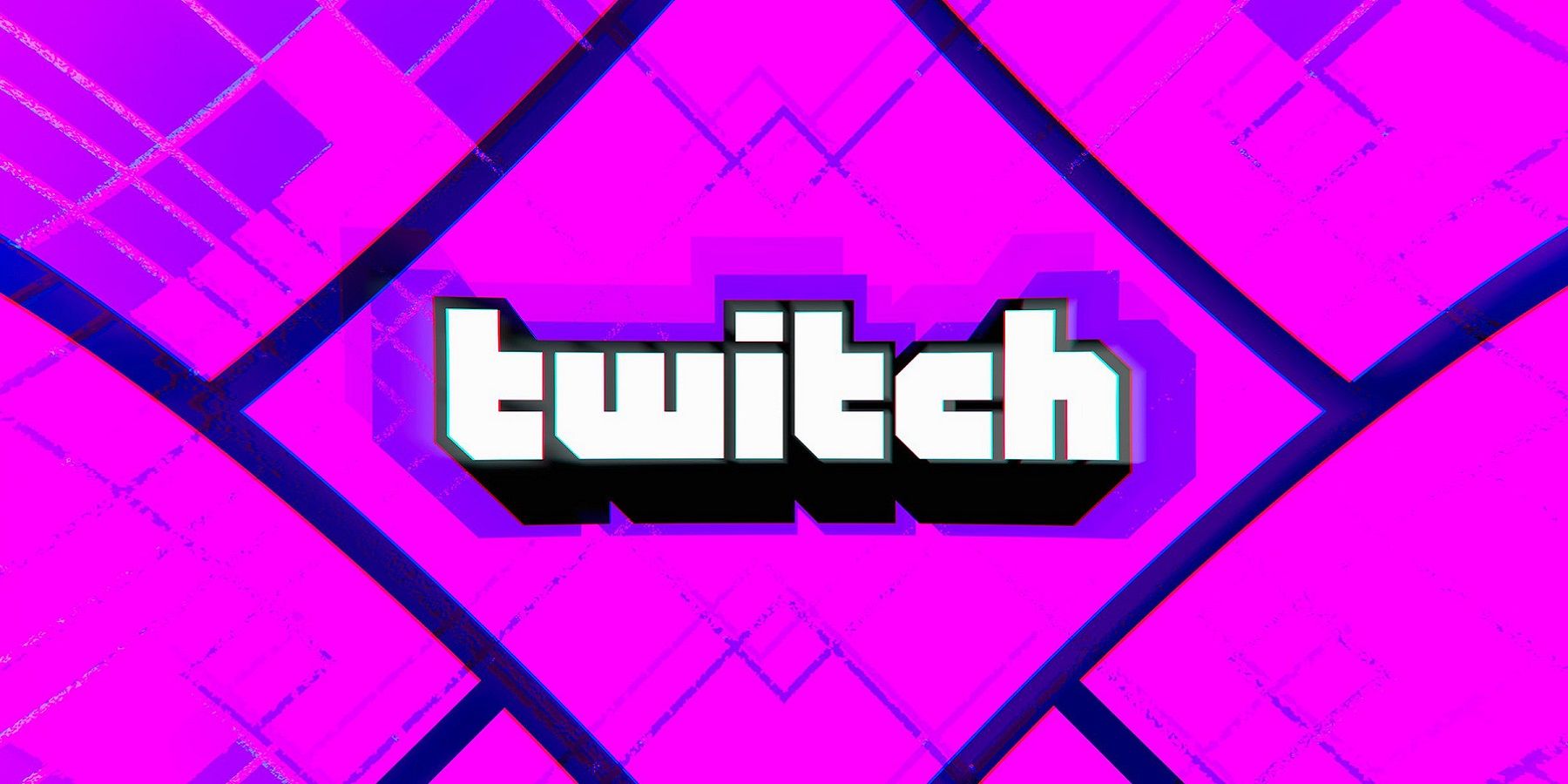 The Twitch logo on a very bright pink background.