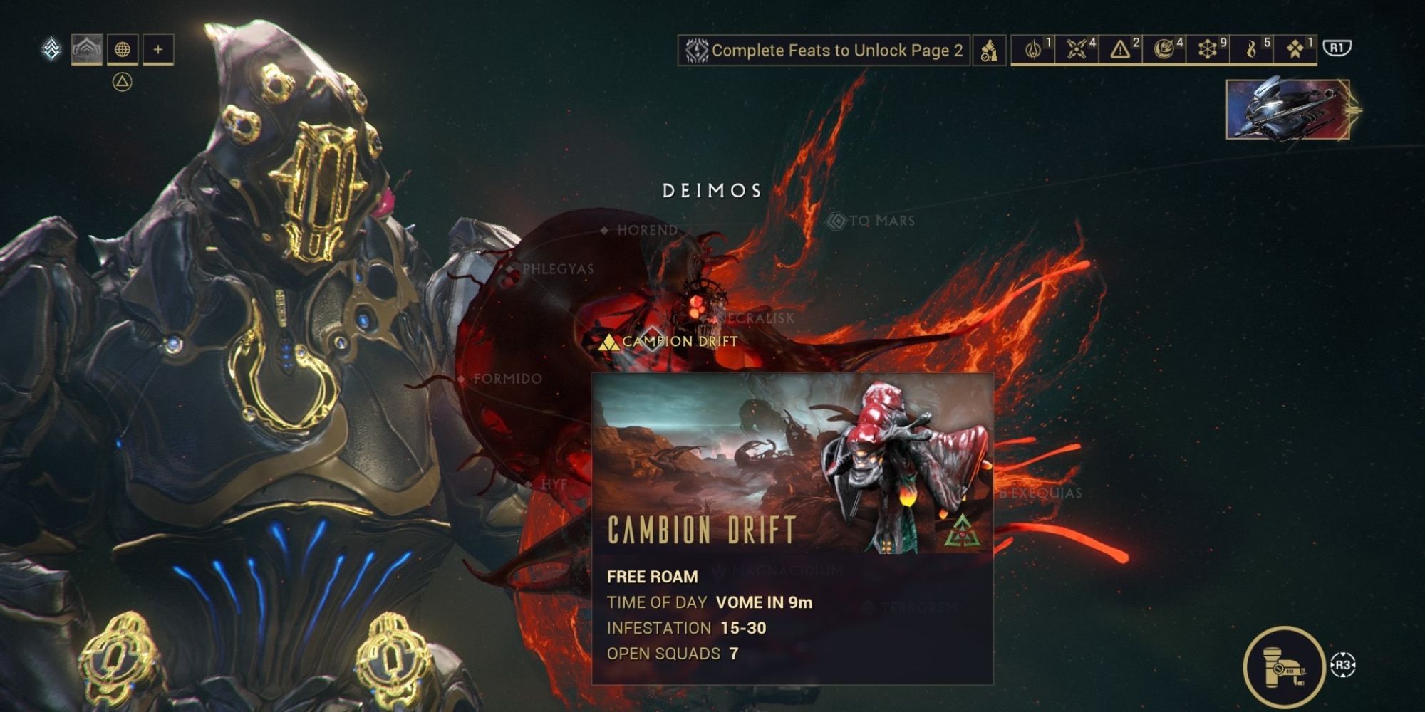 The Cambion Drift node on the Warframe Deimos mission list