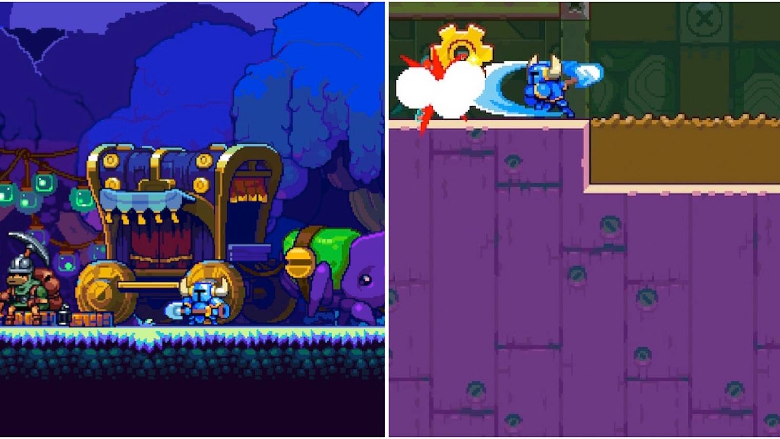 Exploring the world and fighting enemies in Shovel Knight Dig