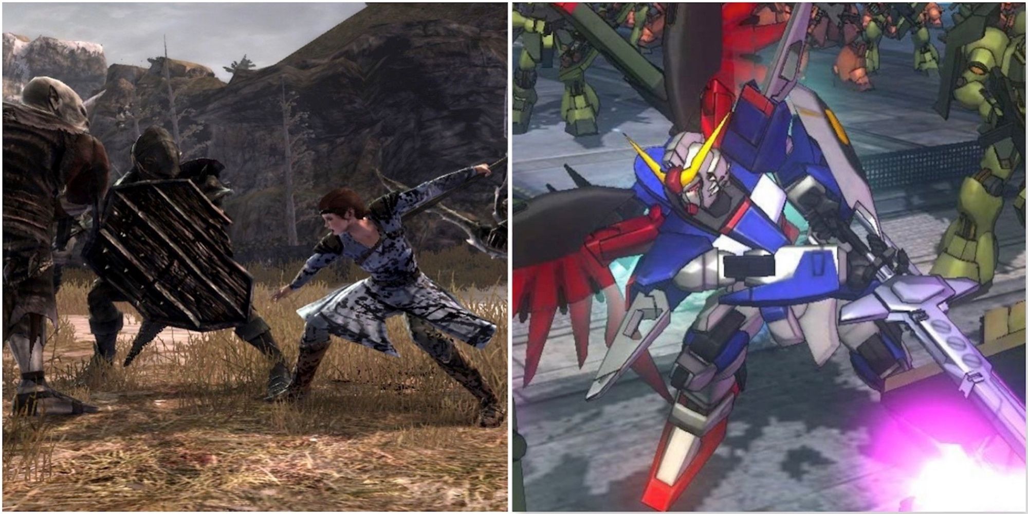 Fighting enemies in The Lord Of The Rings War In The North and Dynasty Warriors Gundam 3