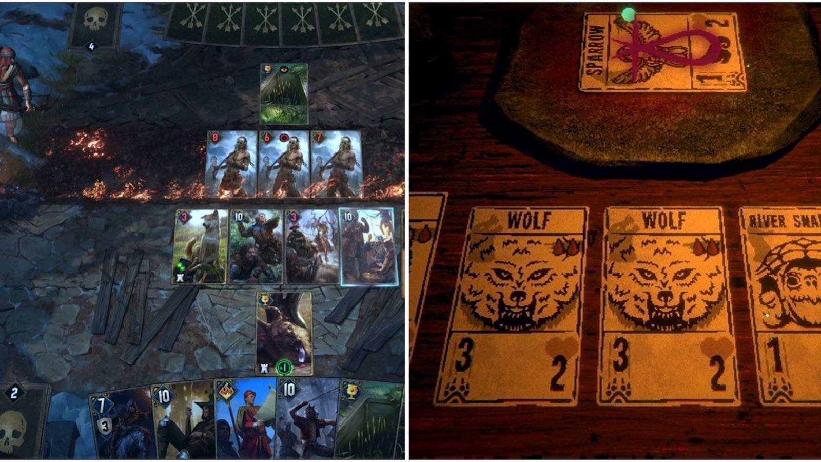 Playing a match in Thronebreaker The Witcher Tales and Inscryption