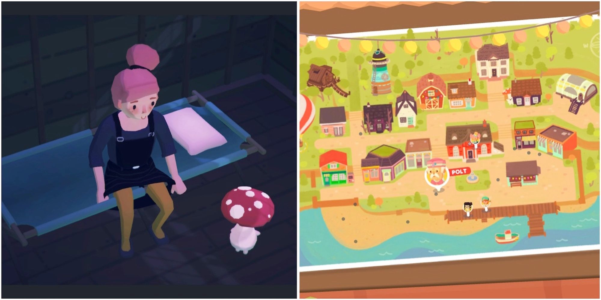 Taking a nap and the map in Ooblets