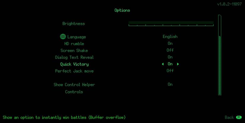 The difficulty menu in Jack Move