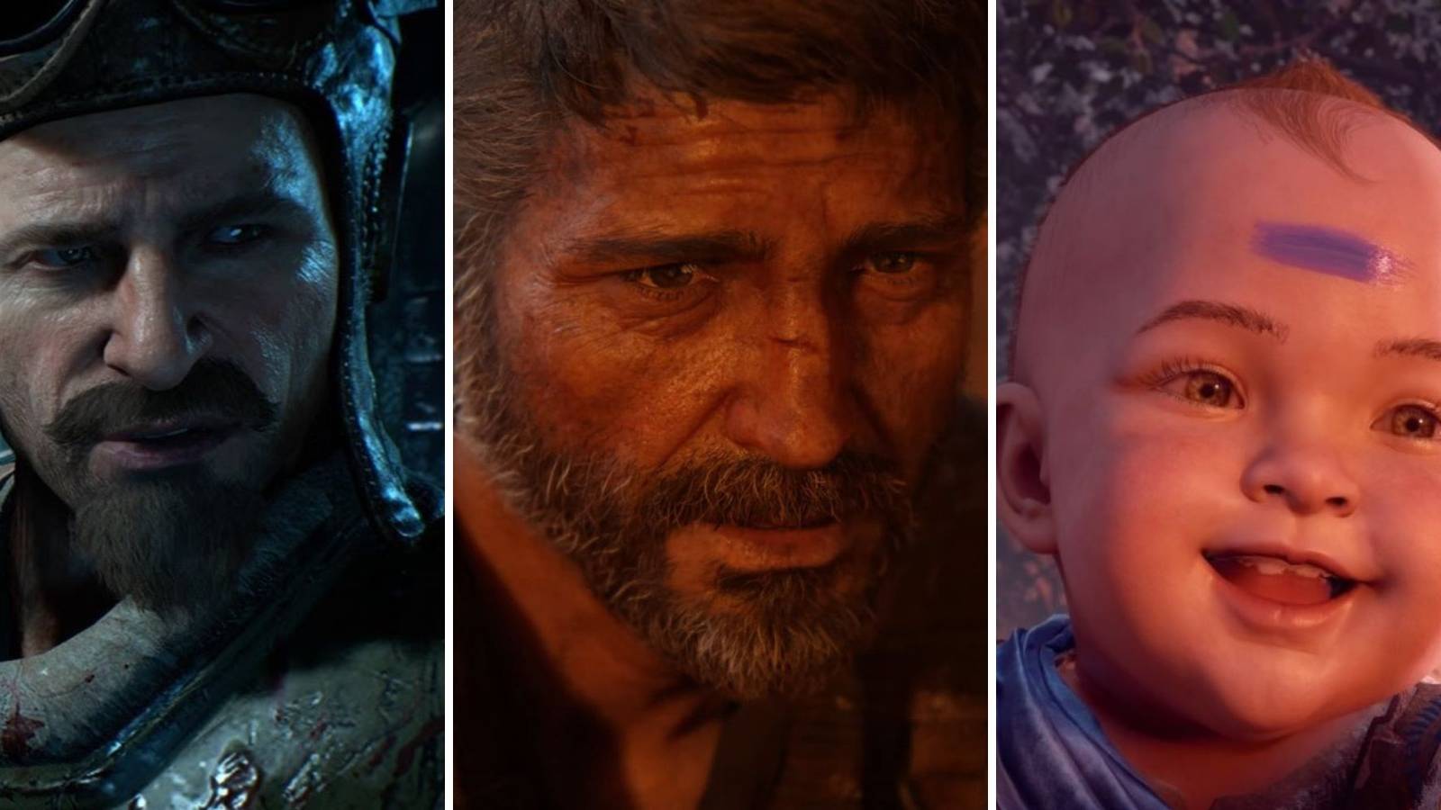 Different Protagonists from Call of Duty Black Ops 4 Zombies, The Last of Us, and Horizon: Zero Dawn