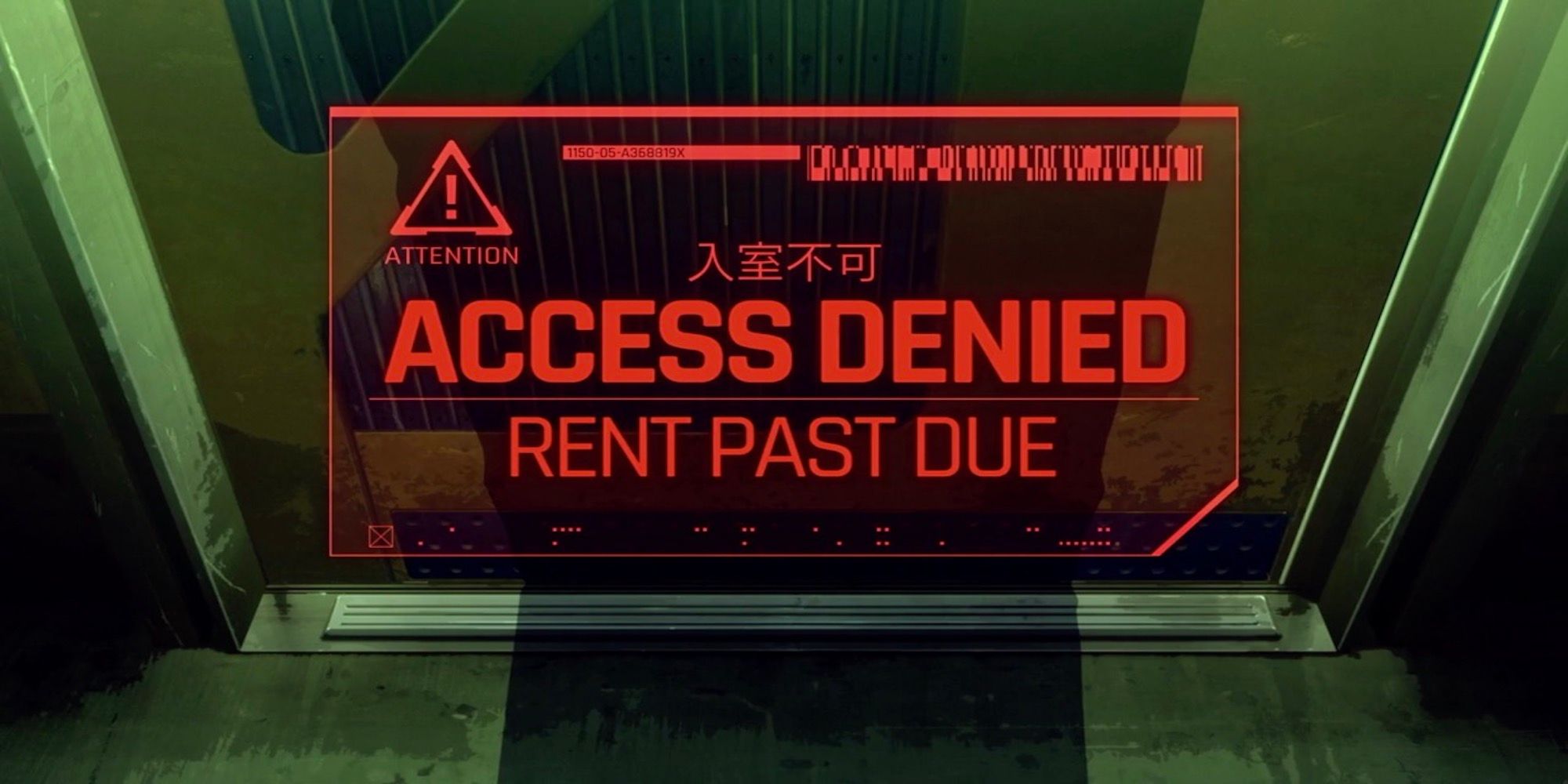 A rent notice in Cyberpunk Edgerunners