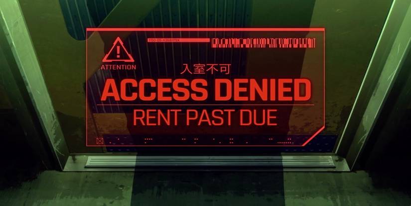 A rent notice in Cyberpunk Edgerunners