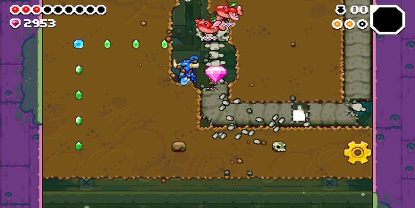Fighting enemies in Shovel Knight Dig