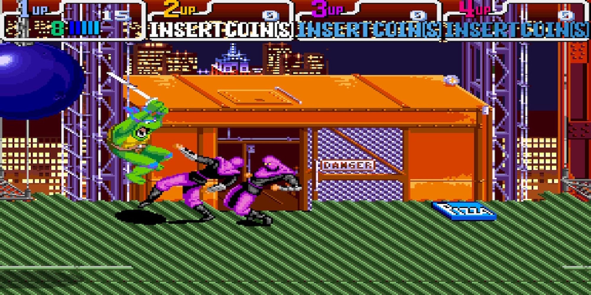 Fighting enemies in Teenage Mutant Ninja Turtles-The Cowabunga Collection